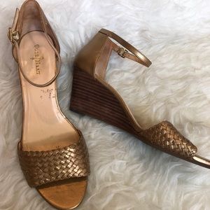 SOLD Cole Haan Gold Weave Wedges
